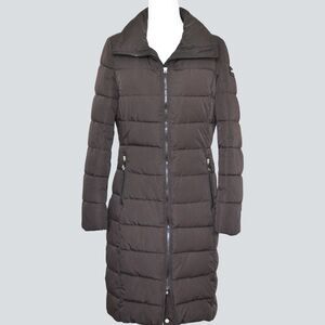CALVIN KLEIN Women's Brown Long Puffer Coat Size S